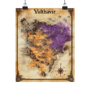 Poster de la carte de Yulthavir : barrière des esprits et navigateur de la zone interdite (8 x 10 pouces)