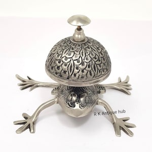 Solid Aluminium Antique Frog Desk Bell – Nautical Service Bell for Hotel, Office & Reception  Vintage Tabletop Call Bell with Ornate Design
