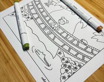 Página para colorear de un paseo por la jungla (descarga digital)