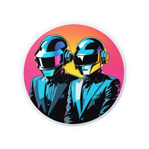 Daft Punk retro ronde sticker