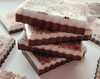 Mochaccino Handmade Goat Milk Soap Bar | Natural Coffee Chocolate Scent, Exfoliating Coffee Grounds