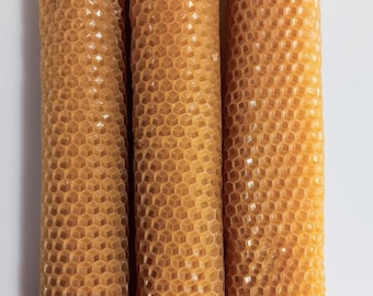 Handgerollte Bienenwachskerzen 20cm | 100% reine natürliche Wabenstruktur