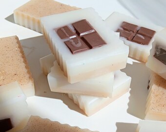 Jabón de leche de cabra con sabor a s'mores / Jabón de fogata de verano / Jabón de chocolate y malvavisco / Jabón de leche de cabra hecho a mano / Jabón de postre para regalar / Jabón artesanal