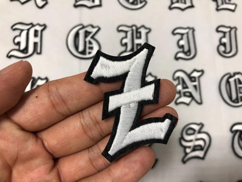 2 Inchs White Gothic A-Z Letters & Numbers Iron on Patches Custom ...