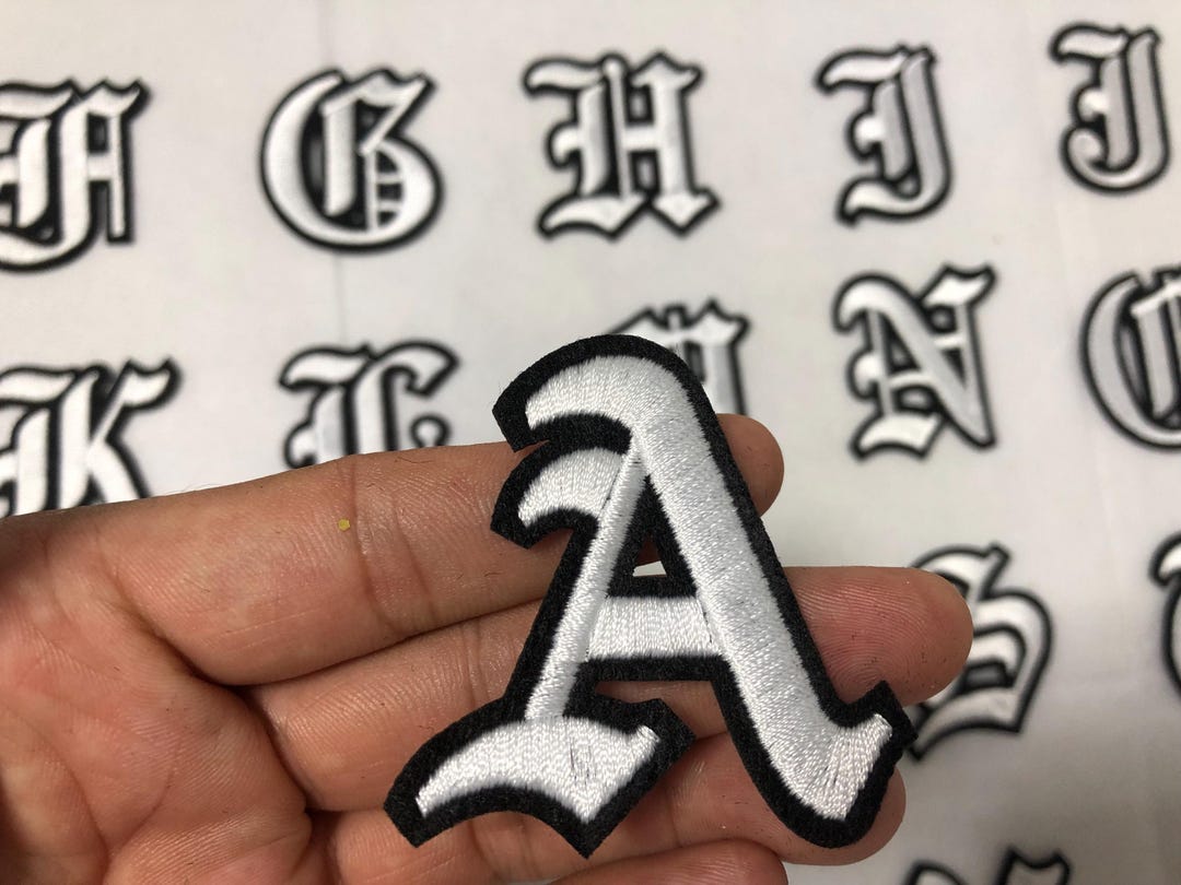 2 Inchs White Gothic A-Z Letters & Numbers Iron on Patches Custom ...