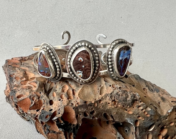 Boulder Opal cuff with curled ends