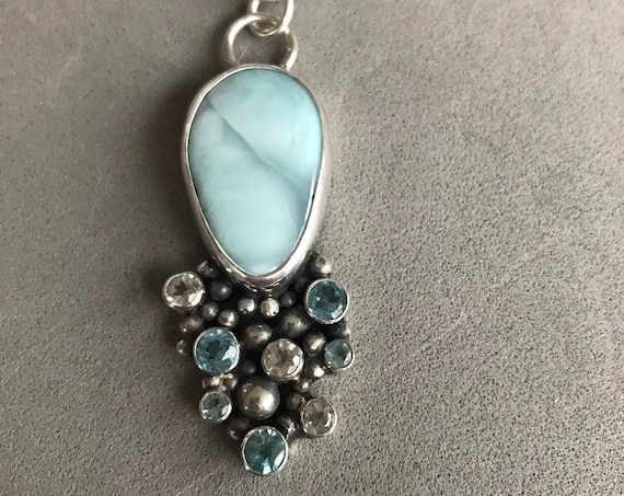 Larimar with blue and white topaz-2