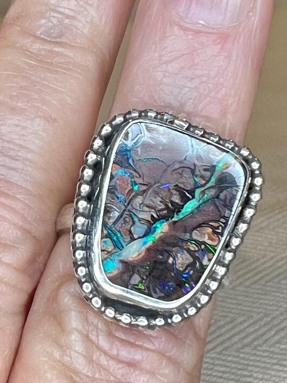 Australian boulder opal ring
