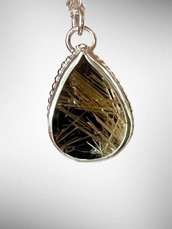 Golden Threads in Midnight Veil pendant