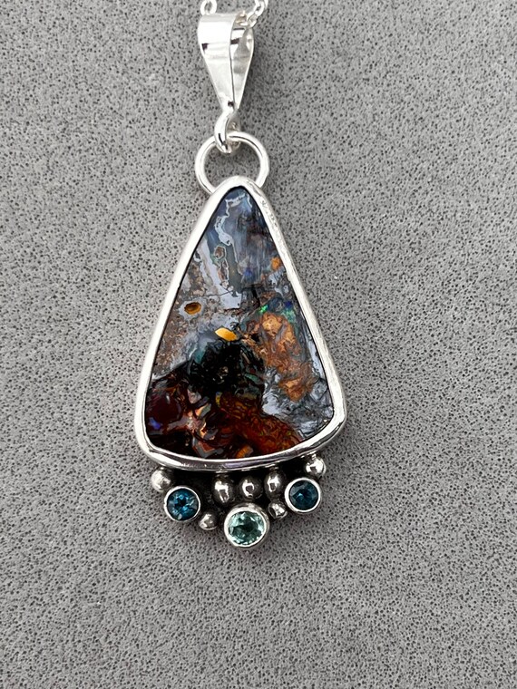 Boulder Opal and Topaz pendant