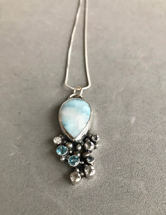 Larimar and blue and white topaz-1