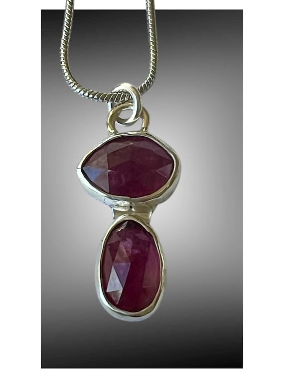 Double rose cut pink tourmaline pendant