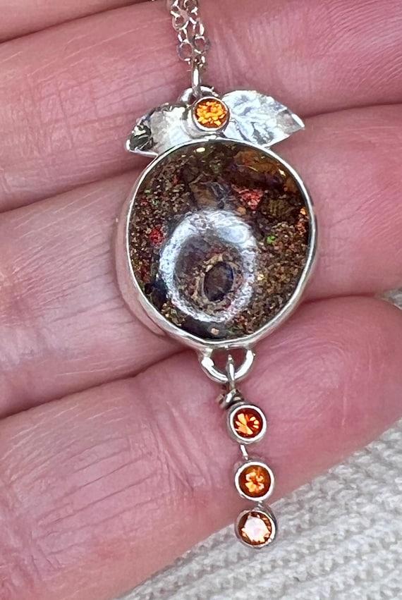 Orange sapphire with Australian boulder opal