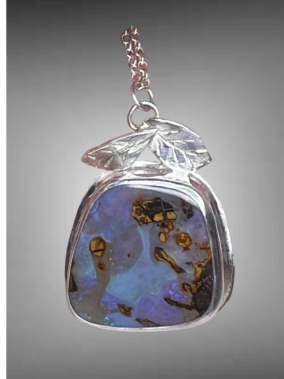Purple Australian boulder opal pendant