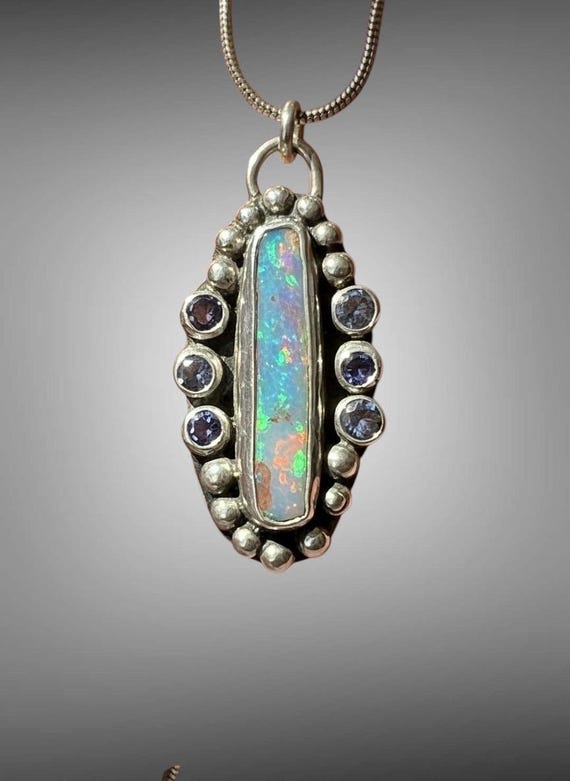 Opal and tanzanite pendant