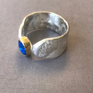 Blue Lightning Ridge Opal Doublet Ring - Etsy