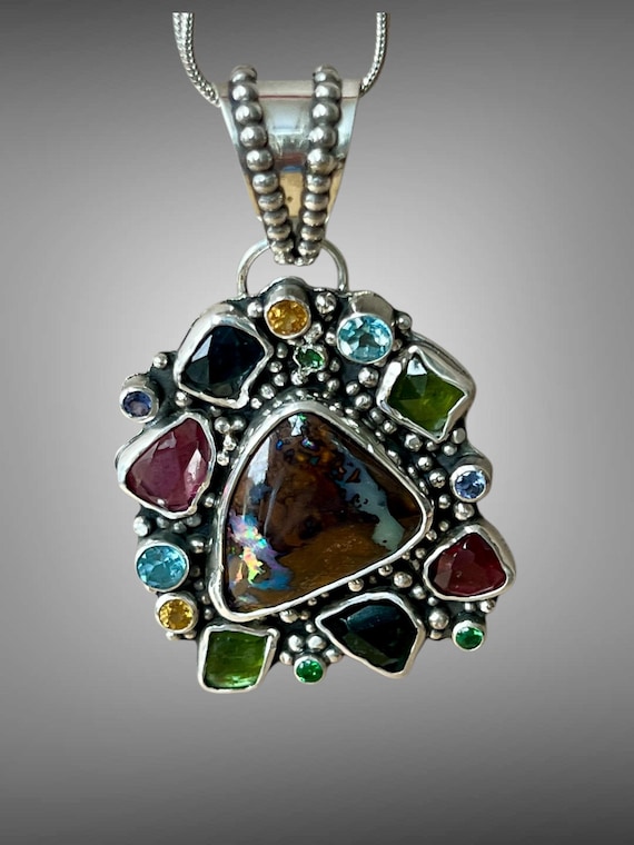 Multi stone - Colorful Statement Pendant