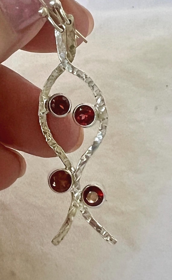 Garnet and sterling silver earrings