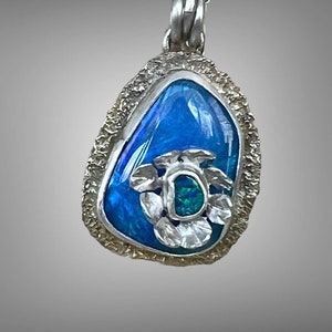 Double opal with flower pendant