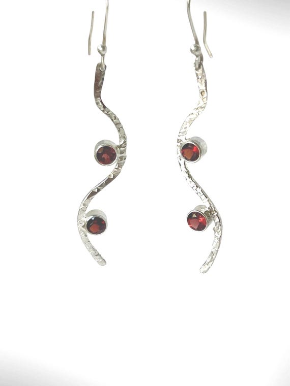 Garnet and sterling silver earrings