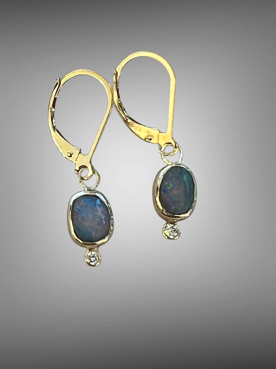 Opal and diamond earrings in gold