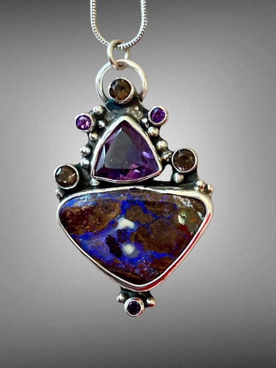 Amethyst and opal pendant