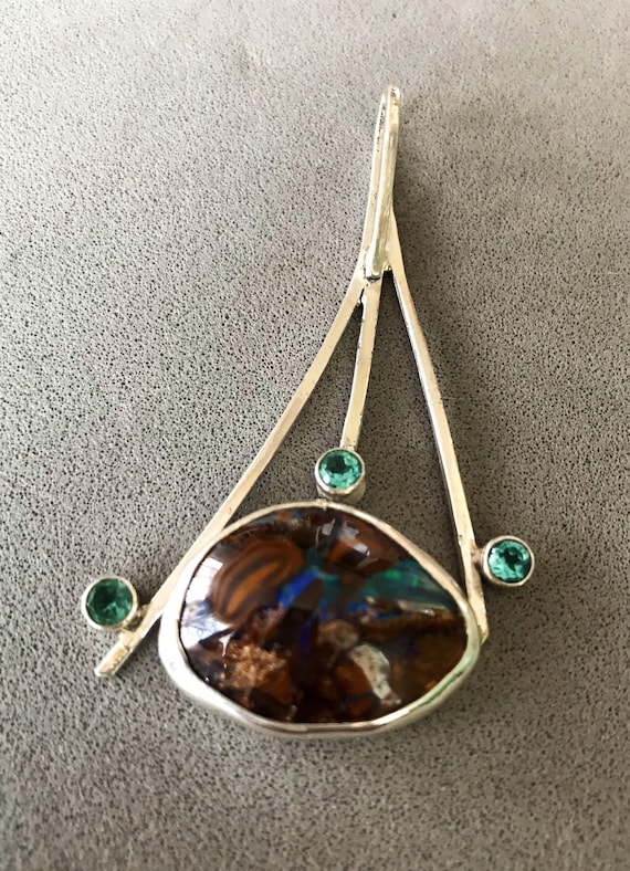 Boulder Opal and Apatite pendant