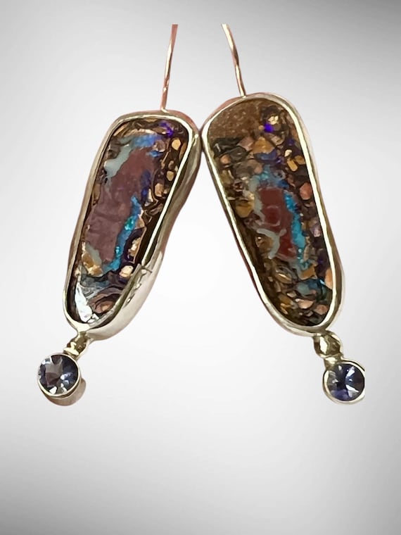 Fractured Horizons in Gold and Blue earrings