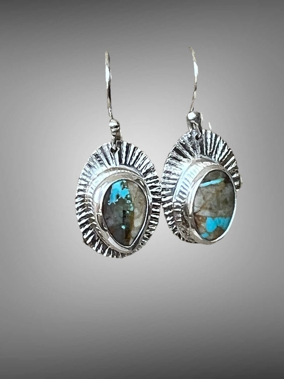 Royston turquoise earrings with texture frame