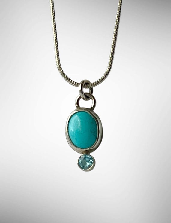 Turquoise and topaz pendant