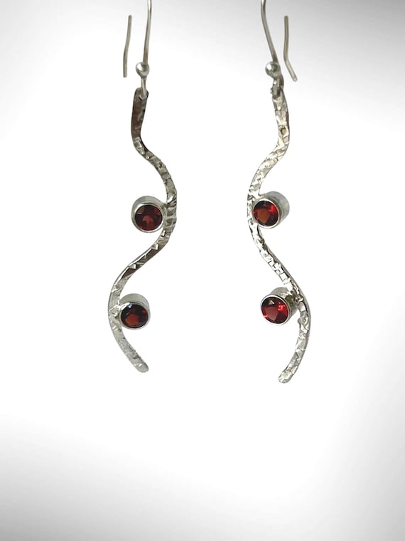 Garnet and sterling silver earrings