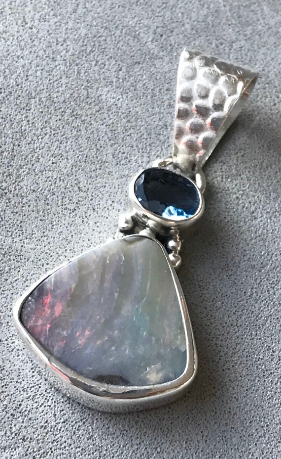 Boulder Opal and fluorite pendant