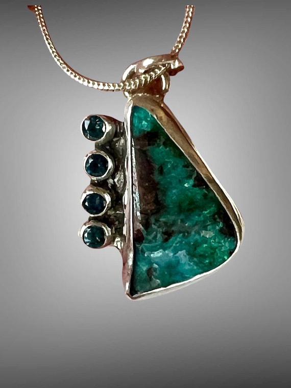 Australian boulder opal and sapphire pendant