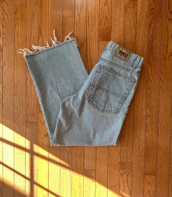 Vintage 90s / Solo High Waist Wide Barrel Leg Jean