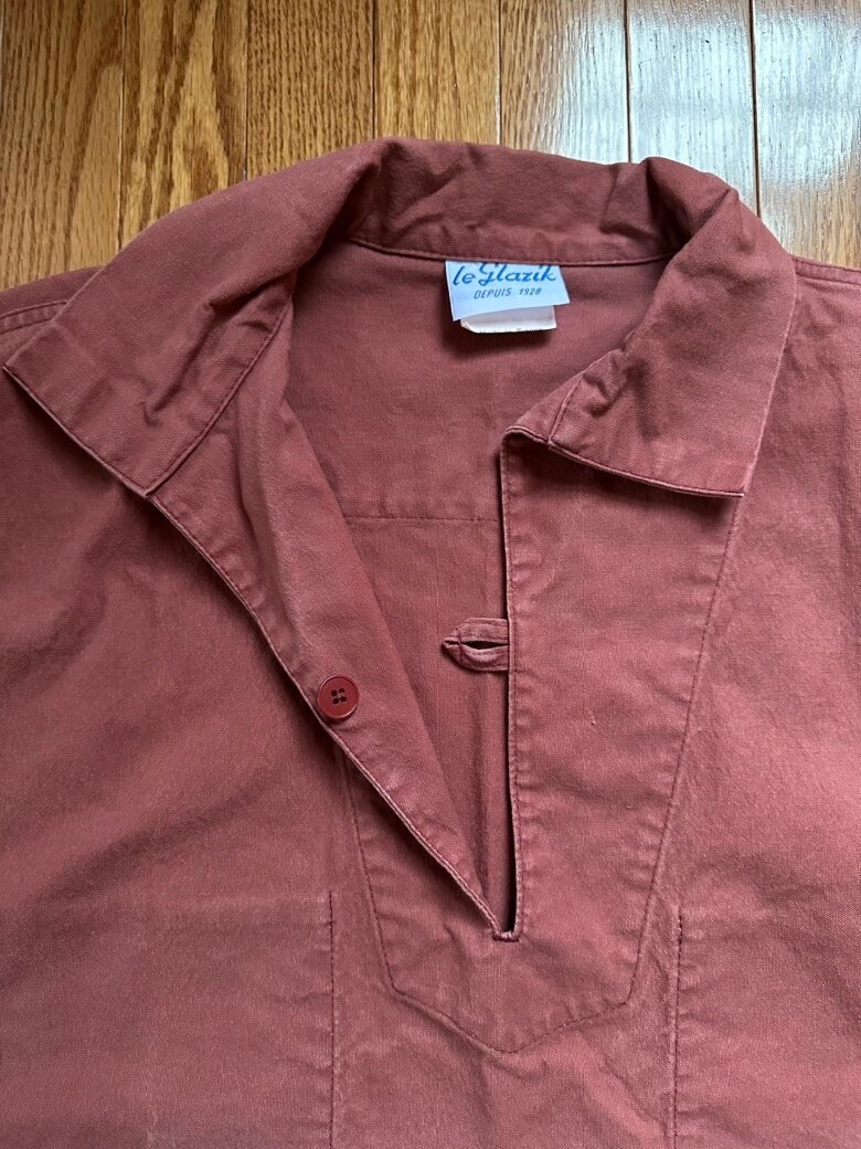 Buy Vintage Le Glazik / French Workwear Smock Pullover / Brick Red