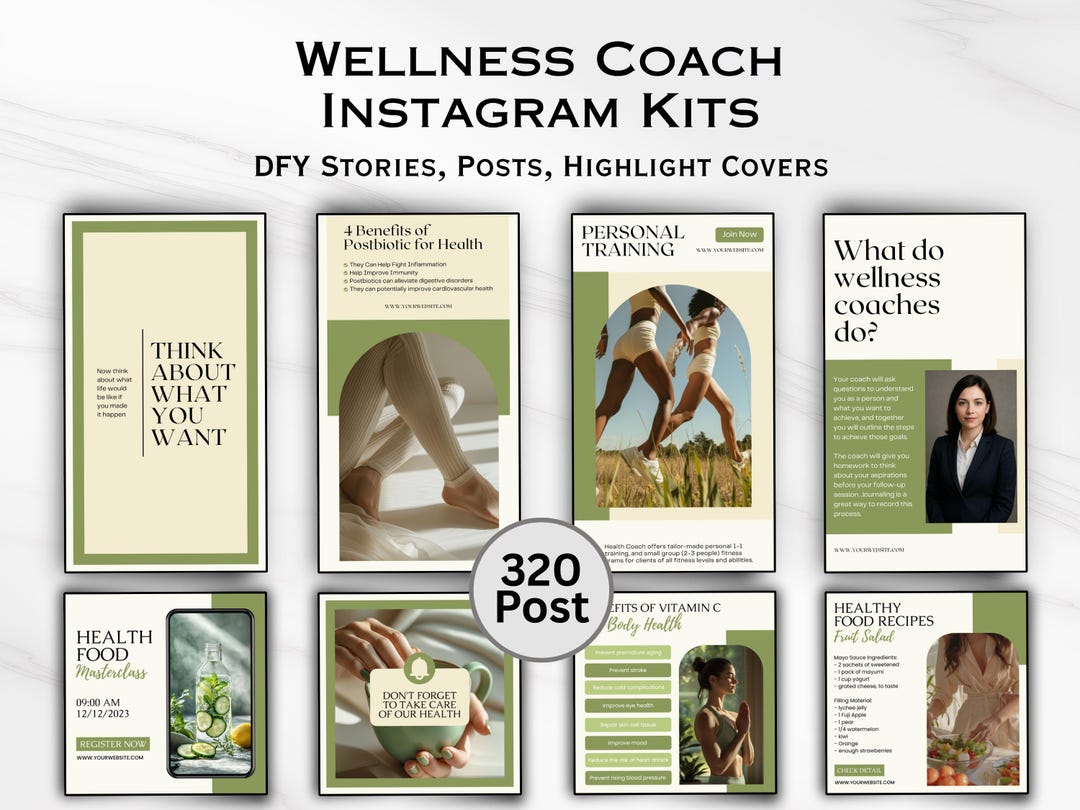 Wellness Coach Instagram Templates Editable Canva Stories Posts and ...