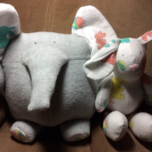 Plush Elephant made from Your Baby's Flannel Receiving Blanket and Fleece New Baby Gift Baby Shower Baby's First Birthday image 5