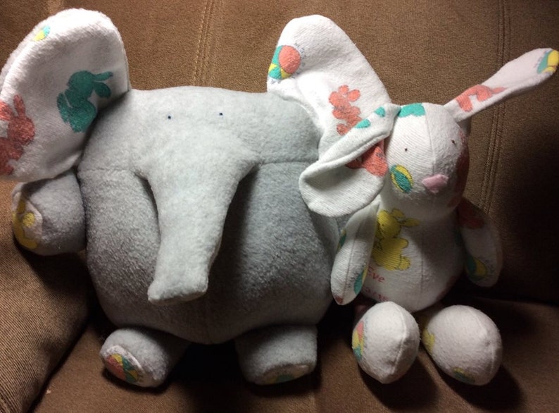 Plush Elephant made from Your Baby's Flannel Receiving Blanket and Fleece New Baby Gift Baby Shower Baby's First Birthday image 5