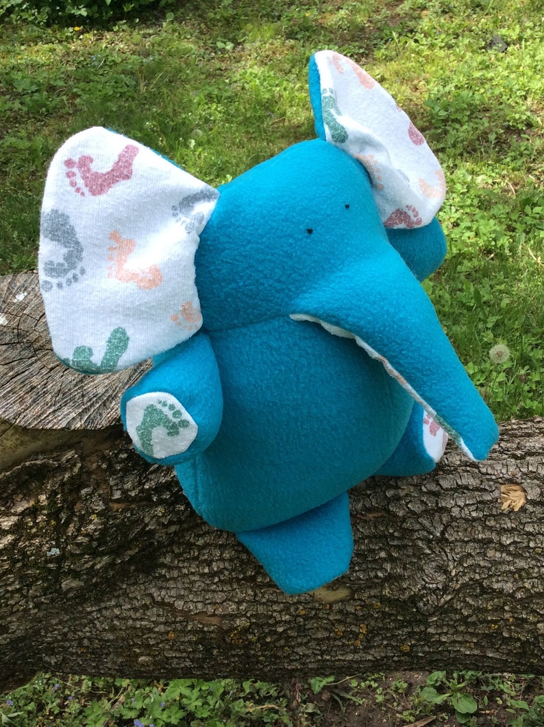 Plush Elephant made from Your Baby's Flannel Receiving Blanket and Fleece New Baby Gift Baby Shower Baby's First Birthday image 4