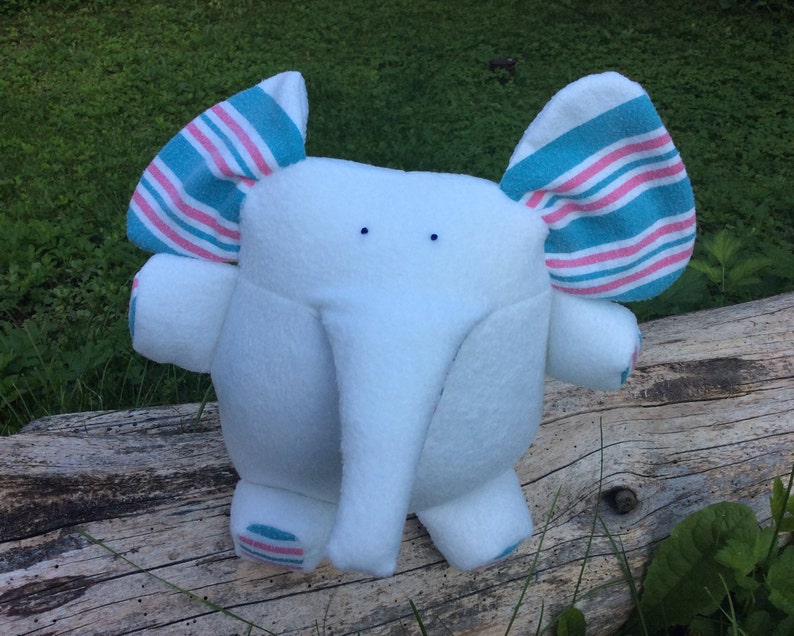 Plush Elephant made from Your Baby's Flannel Receiving Blanket and Fleece New Baby Gift Baby Shower Baby's First Birthday image 8