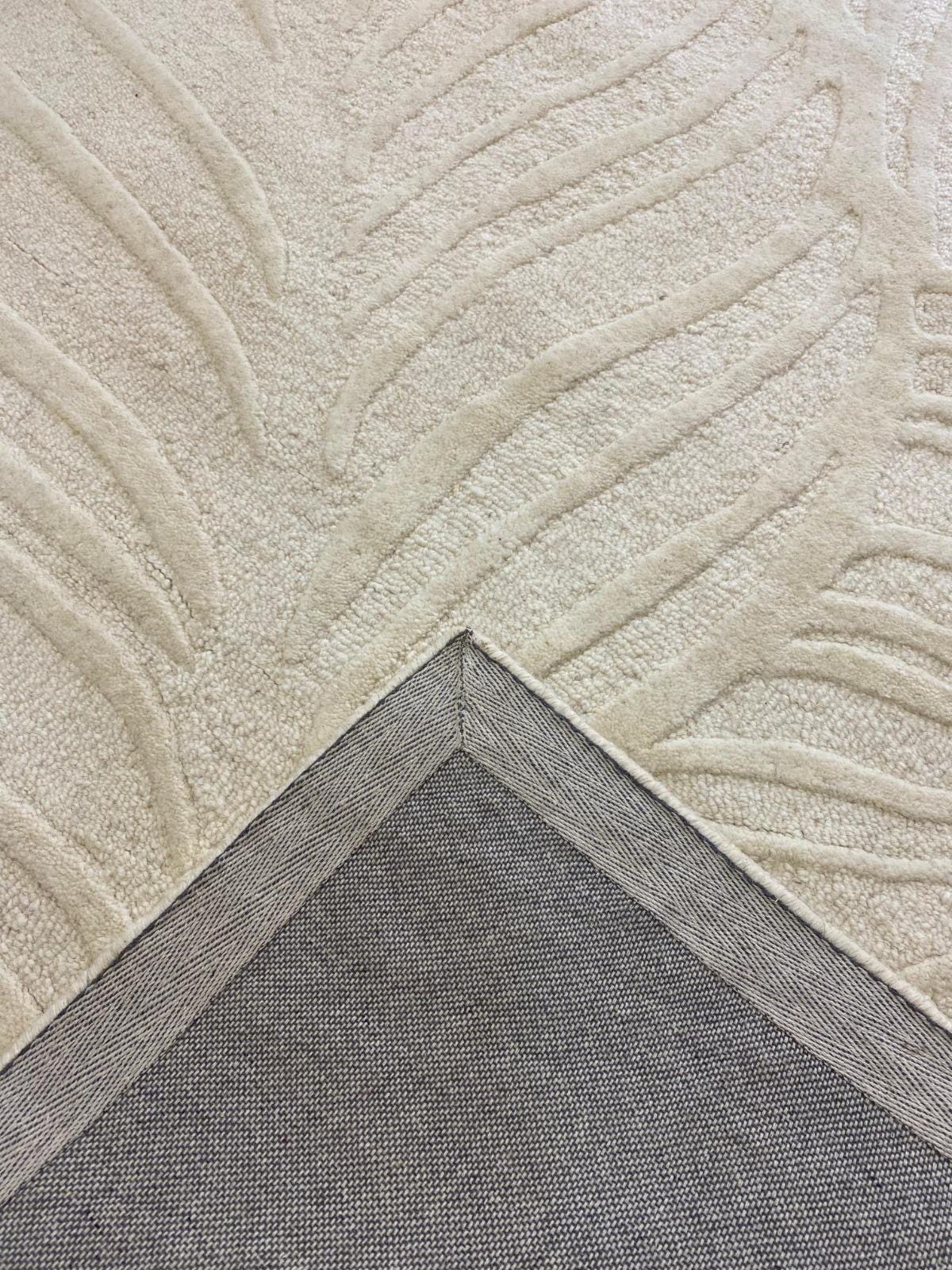Hand Tufted Wool Leaf Rug, Neutral Ivory Area Rug, Modern Textured ...