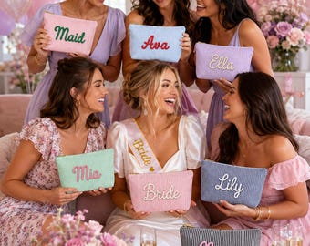 Bridal Shower Gift Set, Bachelorette Party Favors, Bridesmaid Proposal Gifts, Personalized Bridesmaid Makeup Bag, Maid Of Honor Gift