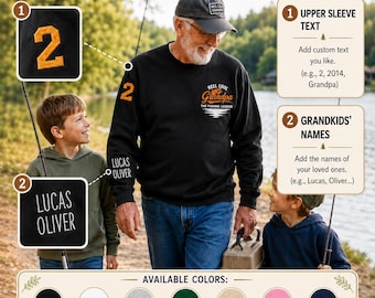 Reel Cool Grandpa Shirt, Dad Fishing Shirt, Fishing Gift For Dad, Custom Fishing Shirt, Embroidered Sweatshirt With Grandkids Names