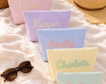 Custom Beach Bag, Personalized Toiletry Bag, Monogrammed Makeup Bag, Personalized Beach Tote, Personalized Beach Makeup Bag Gift