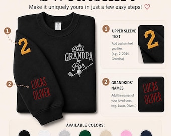 Bester Opa von Par Shirt, Papa Shirt, Golf Opa Geschenk, personalisiertes Opa Shirt, besticktes Sweatshirt mit Namen der Enkelkinder