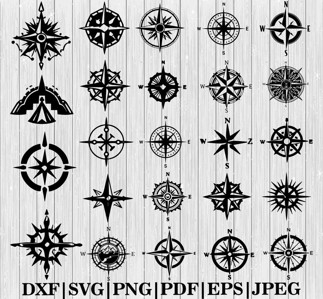 Compass Dxf Simple Compass Svg, Compass Rose Svg Bundle, Compass Dxf, Compass Svg ...