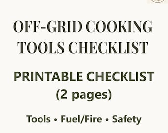 Emergency Cooking Tools Checklist Printable - Off-Grid Stove & Fuel Gear - 2-Page PDF