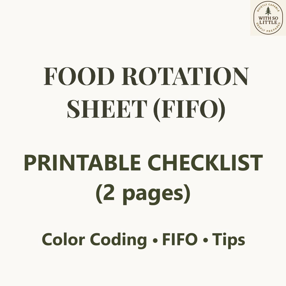 Food Rotation Sheet (FIFO) Printable - Rotate Your Food Supply - 2-page ...