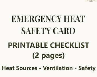 Emergency Heater Safety Checklist Printable - Indoor Heat, Ventilation & Placement - 2-Page PDF