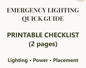 Emergency Lighting Checklist Printable - Safe Backup Lights & Placement - 2-Page PDF